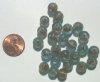 25 8mm Round Aqua with Gold Foil